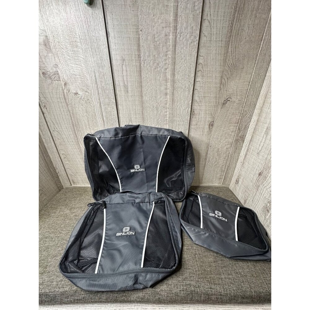 Binlon Luggage Packing Cube Set With Mesh Panel Grey 3 Pc